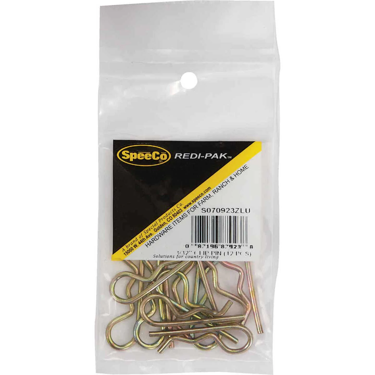 Speeco 3/32 In. X 1-5/8 In. Yellow Zinc Dichromate-Plated Hitch Pin Clip 2 Speeco 3/32 In. X 1-5/8 In. Yellow Zinc Dichromate-Plated Hitch Pin Clip - Image 2