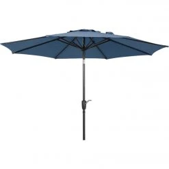 Outdoor Expressions 9 Ft. Aluminum Tilt/Crank Heather Blue Patio Umbrella