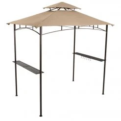 Outdoor Expressions 7.8 Ft. X 8 Ft. Black & Gray Steel Grill Gazebo