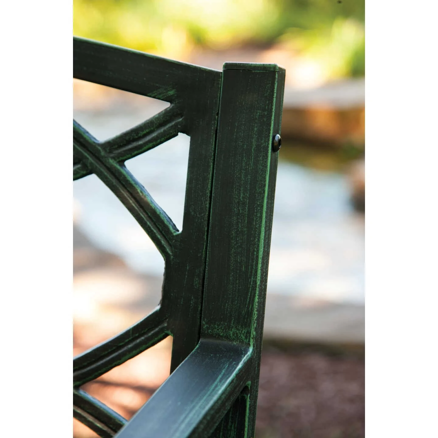 Outdoor Expressions 50.5 In. L. Green Finished Steel Scroll Bench 5 Outdoor Expressions 50.5 In. L. Green Finished Steel Scroll Bench - Image 5