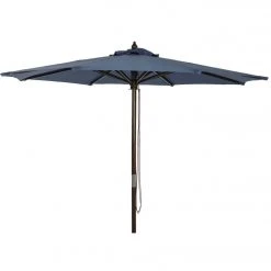 Outdoor Expressions 9 Ft. Pulley Heather Blue Market Patio Umbrella With Chrome Plated Hardware