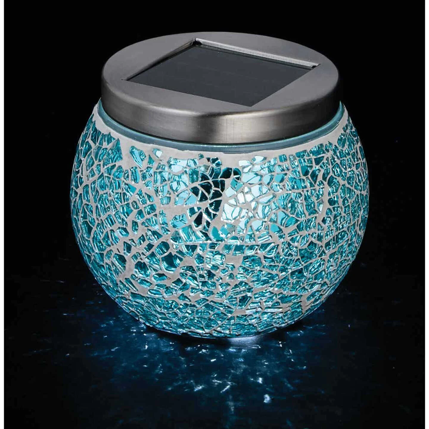 Outdoor Expressions 3.5 In. H. X 3.5 In. Dia. Green, Red, Or Purple Crackled Glass Tabletop Solar Patio Light 4 Outdoor Expressions 3.5 In. H. X 3.5 In. Dia. Green, Red, Or Purple Crackled Glass Tabletop Solar Patio Light - Image 4