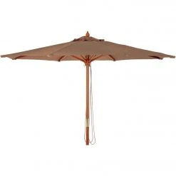 Outdoor Expressions 9 Ft. Pulley Brown Market Patio Umbrella With Chrome Plated Hardware