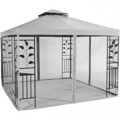 Outdoor Expressions 10 Ft. X 10 Ft. Gray & Black Steel Gazebo With Sides
