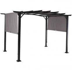 Outdoor Expressions 8.8 Ft. W. X 7.5 Ft. H. X 11.5 Ft. L. Black Steel Pergola