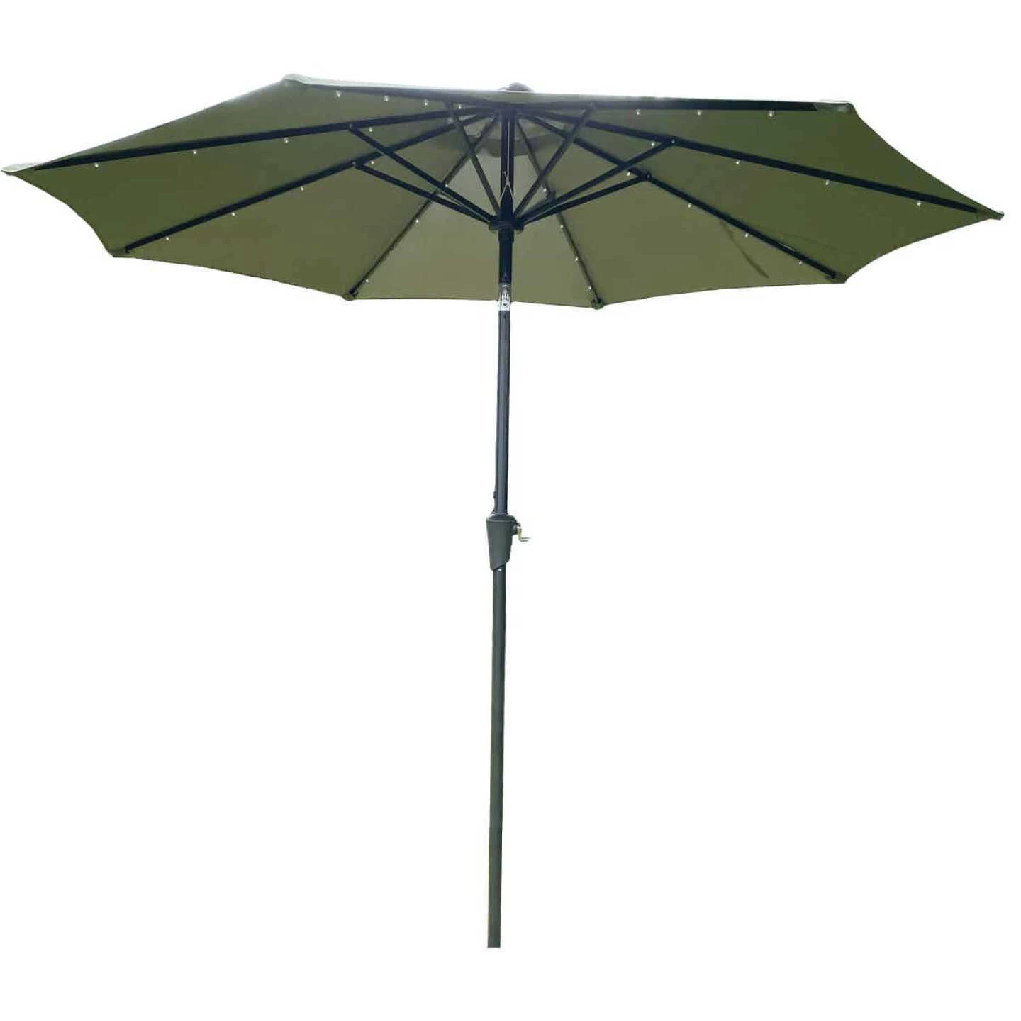 Outdoor Expressions 9 Ft. Aluminum Tilt/Crank Heather Green Patio Umbrella With Solar LED Lights 2 Outdoor Expressions 9 Ft. Aluminum Tilt/Crank Heather Green Patio Umbrella With Solar LED Lights - Image 2