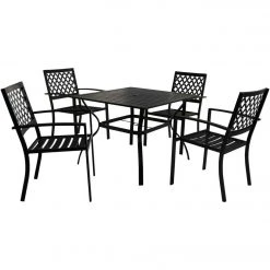 Outdoor Expressions 5-Piece Black Slat Dining Set -Outdoor Expressions Sales Shop ItemImage 843438 gxp6pksc44zb7nvrvwz9s9v