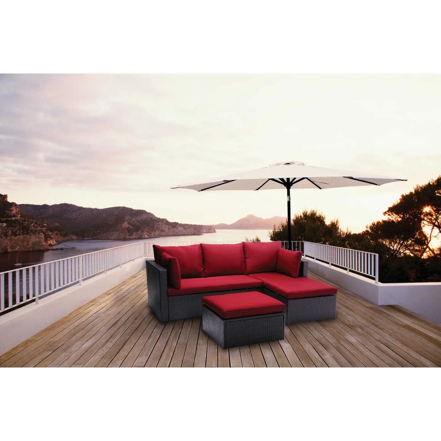 Outdoor Expressions Loft Red Wicker Sofa 2 Outdoor Expressions Loft Red Wicker Sofa - Image 2