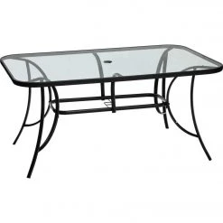 Outdoor Expressions Windsor Collection 60 In. X 38 In. Rectangular Black & Gray Steel Table
